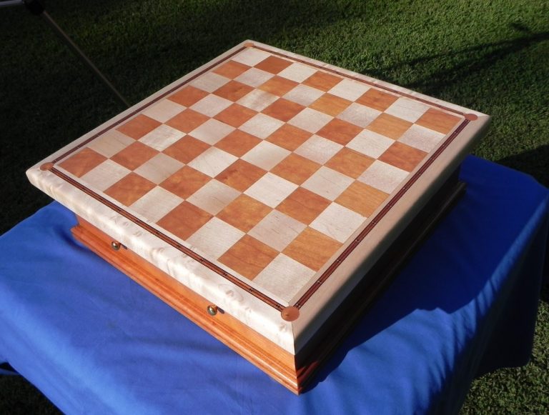 Cherry and Maple chess board with storage