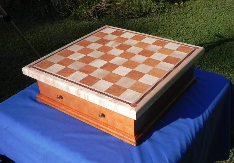 Cherry and Maple chess board with storage