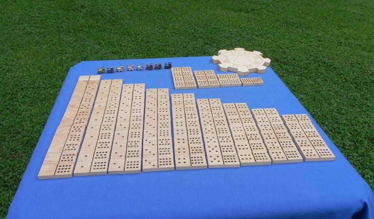 Another view of the 91 dominoes of a 12/12 set.