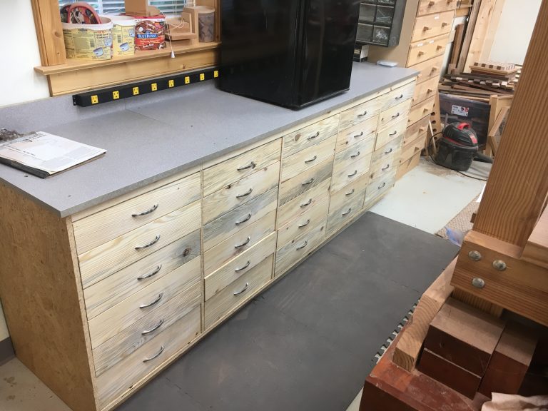 New storage, 30 drawers of space to store items that usually are found on counter tops.